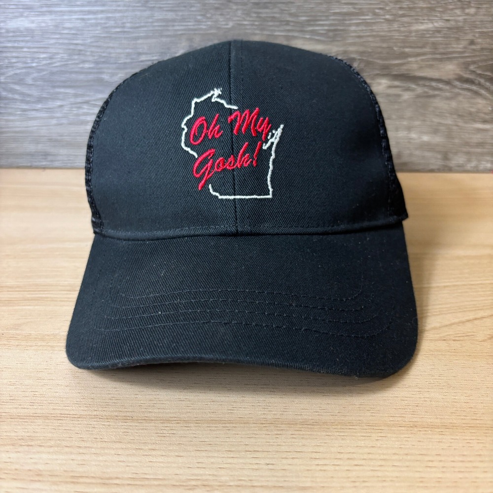 Wisconsin Hat Cap Snap Back Black Oh My Gosh Funny Adjustable